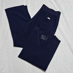 FIGS Navy Blue Scrub Set XXL V-Neck Top & XXL/P HW Yola High Waisted Pants
